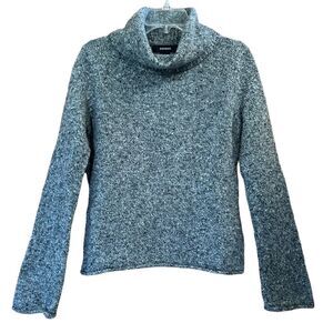 Express Wool Blend Cowl Bell Sleeve Black Gray Marled Sweater Size Large